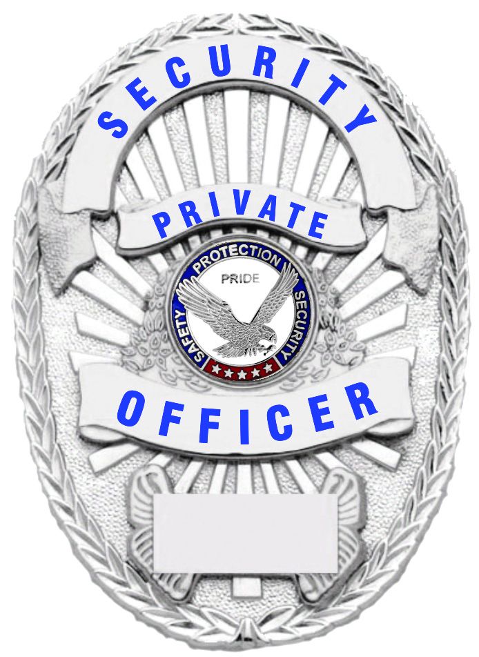 SECURITY PRIVATE OFFICER SILVER SHIELD BADGE