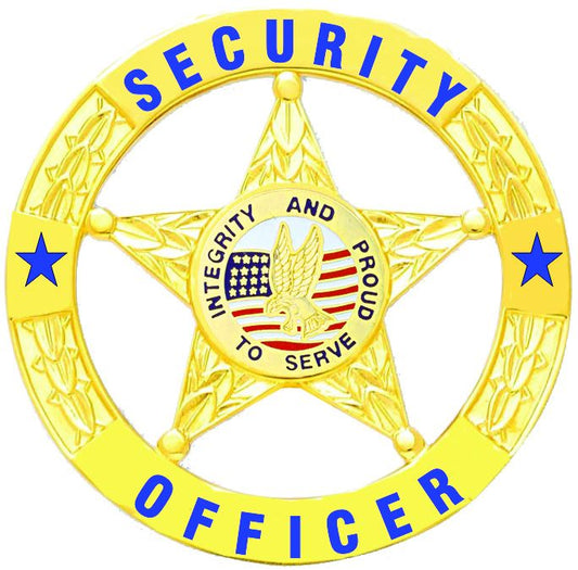 SECURITY OFFICER GOLD 5-STAR IN CIRCLE BADGE