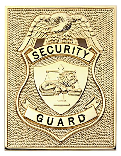 SECURITY GUARD GOLD RECTANGLE BADGE