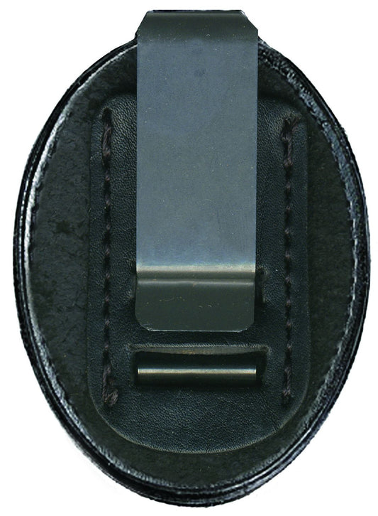 Oval Leather Badge Holder With Chain & Clip