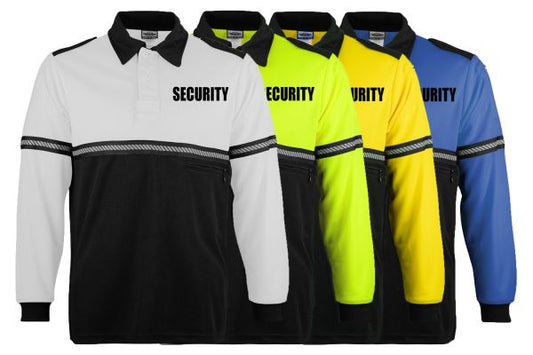 Two Tone Long Sleeve Shirt/ Zipper Pocket & Hash Stripes With Security ID