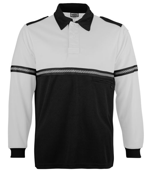 Two Tone Long Sleeve Shirt/ Zipper Pocket and Hash Stripes