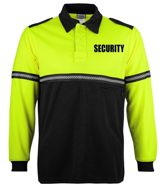 Two Tone Long Sleeve Shirt/ Zipper Pocket & Hash Stripes With Security ID